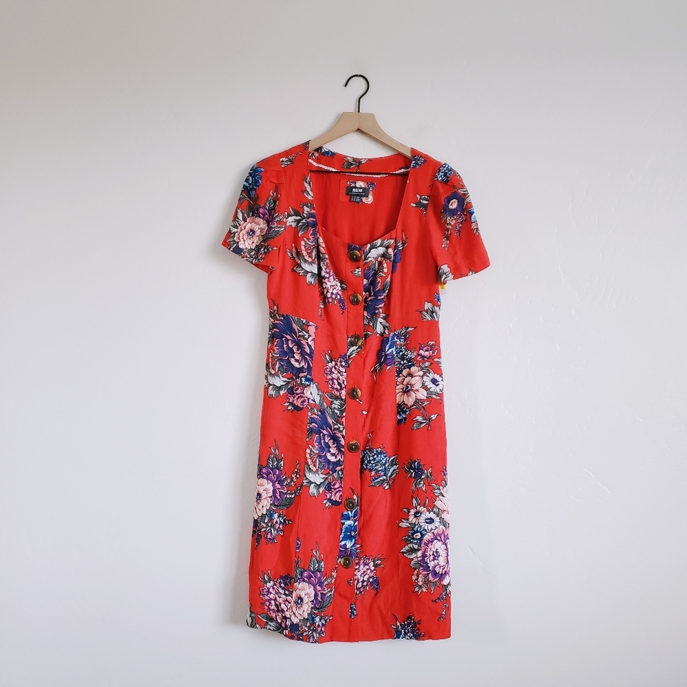 Anthropologie Maeve Caldwell Button Floral Dress